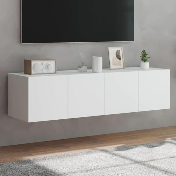 vidaXL TV-Wandschränke mit LED-Leuchten 2 Stk. Weiß 60x35x31 cm 837268