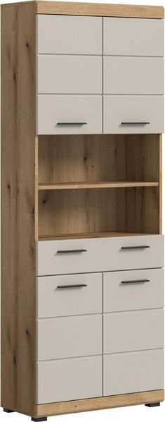 welltime Hochschrank SIENA, Breite 74cm, 4 Türen, 1 Schubkasten, 2 offene Fächer, MDF-Front (TOPSELLER) in verschiedenen Farben erhältlich, Badmöbel, Badschrank, Schrank, Bad