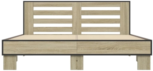 vidaXL Bettgestell Sonoma-Eiche 150x200 cm Holzwerkstoff und Metall 3280098 Bild 3