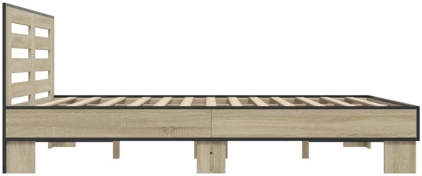 vidaXL Bettgestell Sonoma-Eiche 150x200 cm Holzwerkstoff und Metall 3280098 Bild 4