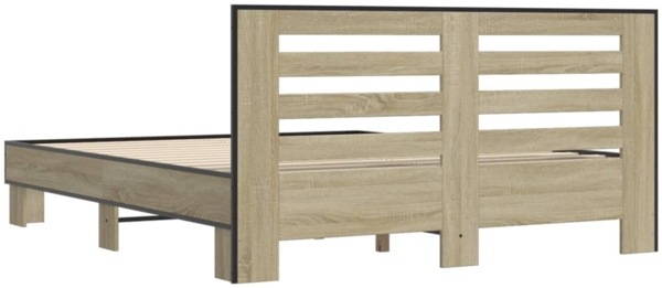 vidaXL Bettgestell Sonoma-Eiche 150x200 cm Holzwerkstoff und Metall 3280098 Bild 5