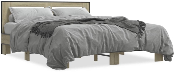 vidaXL Bettgestell Sonoma-Eiche 150x200 cm Holzwerkstoff und Metall 3280098 Bild 1