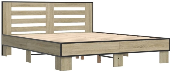 vidaXL Bettgestell Sonoma-Eiche 150x200 cm Holzwerkstoff und Metall 3280098 Bild 2