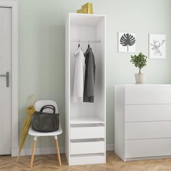 vidaXL Kleiderschrank mit Schubladen Weiß 50x50x200 cm Holzwerkstoff 800612