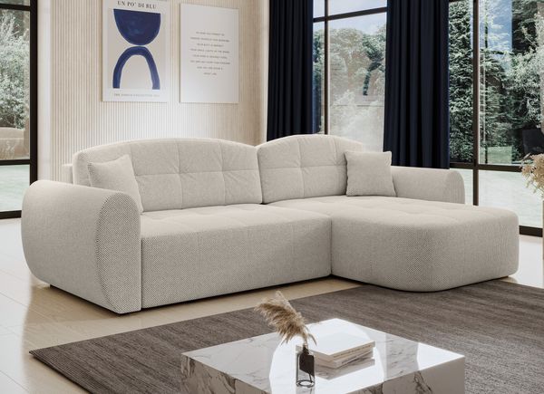 AX LIVING Ecksofa mit Schlaffunktion Nubio 282 cm breit – beige Eckcouch