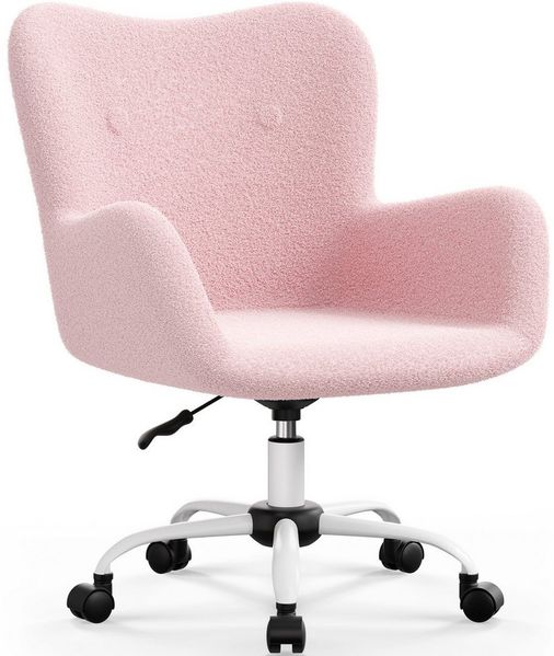 Adormii Bürostuhl Schminkstuhl,Homeoffice Stuhl mit Armlehnen,Drehstuhl mit Rrollen (Boucle-Gewebe,höhenverstellbar,für Schminktisch,Arbeitszimmer, Schlafzimmer,150kg)