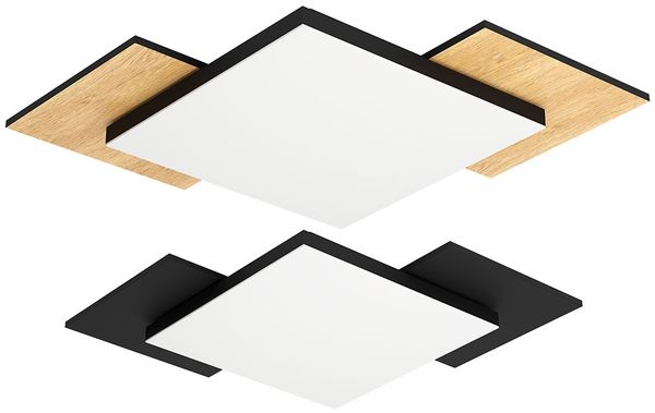LED Deckenleuchte, Holzoptik, schwarz, L 43,5 cm