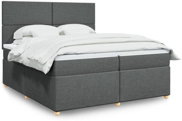 vidaXL Boxspringbett mit Matratze Dunkelgrau 200x200 cm Stoff 3293681