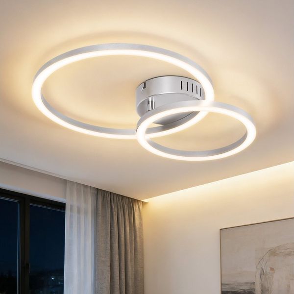 ZMH LED Deckenleuchte 23W Weiß Küchenlampe 3000K 40cm Warmweiß Modern Design 2-Ringe, warmweiß, led, modern, küche, wohnzimmer, schlafzimmer, design, flur