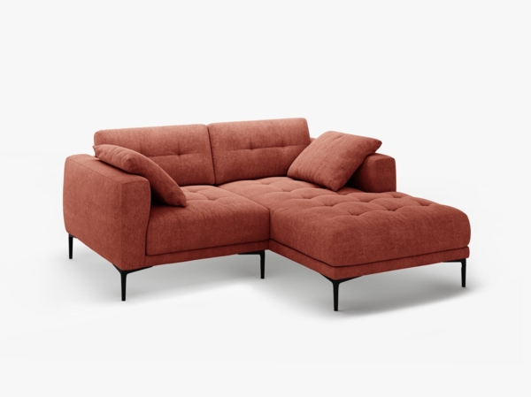 Micadoni Ecksofa Bemy 2-Sitzer Rechts Strukturierter Stoff Koralle Bild 2