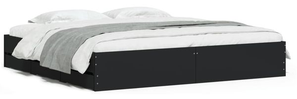 Doppelbett, Bettgestell Modernen mit Schubladen Schwarz 180x200 cm Holzwerkstoff d1612e