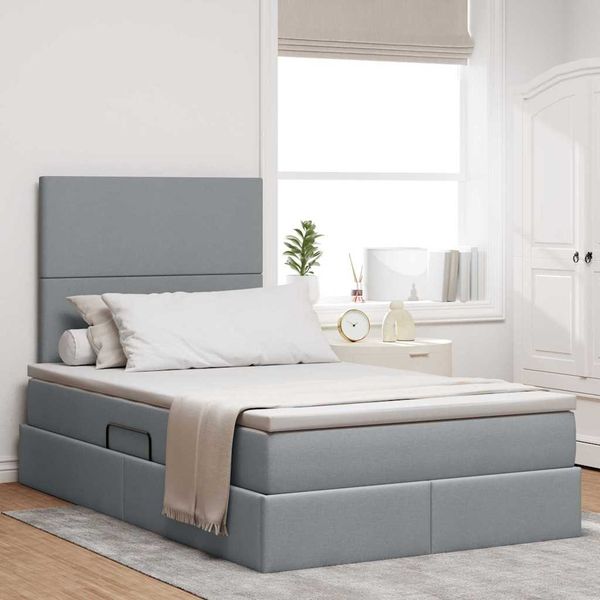 vidaXL Aufbewahrungsbett mit Matratze Hellgrau 120 x 200 cm Polyester 3371709