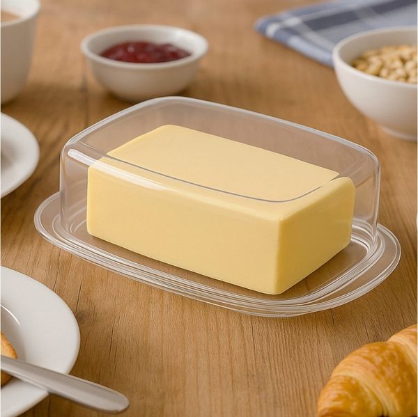 Koopman Butterdose Aufbewahrung Kunststoff 250 Gramm, Kunststoff, (2-tlg, 1 Dose), Für 250g Butter, Butterbox, Deckel, Butterglocke, Butterbehälter