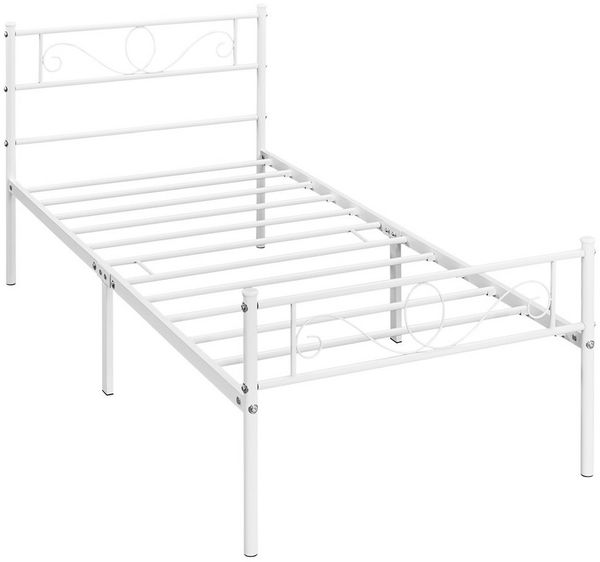 Yaheetech Bettgestell Metallbett mit Kopfteil, Einzelbett/Doppelbett Metallbettrahmen, 90-160 cm (B)