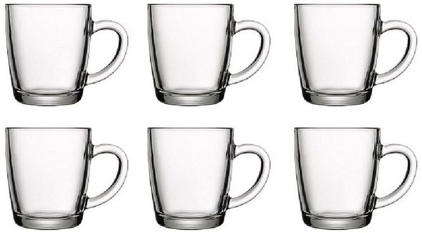 Pasabahce Becher Pasabahce Basic Henkeltasse 350 ml 6er Set, Glas