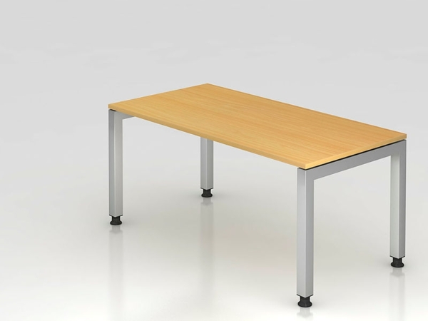 Schreibtisch JS16 U-Fuß / 4-Fuß eckig 160x80cm Buche Gestellfarbe: Silber