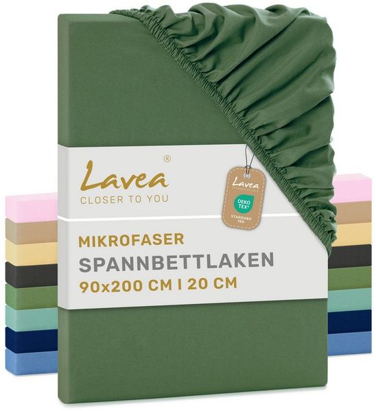 Lavea Spannbettlaken Bettlaken, Spannlaken Mikrofaser, 180x200cm, 200x200cm, (2 Stück), kühlend & atmungsaktiv, schnelltrocknend, weich, pflegeleicht