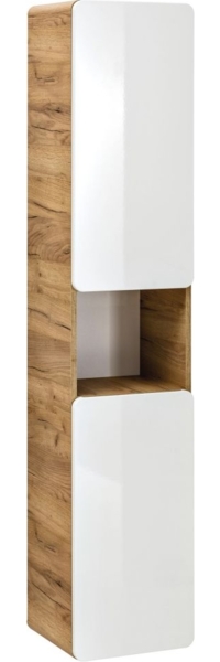 Hängeschrank 'Fermo', weiß Hochglanz/Wotan Eiche, 175 x 35 x 32 cm