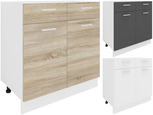 VCM Küchenmöbel Unterschrank Esilo 918683 Weiß / Anthrazit H. 82 x B. 80 x T. 46 cm