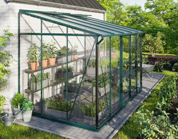 Vitavia Anlehngewächshaus Ida 6500 BxT 324x201 cm 6,5m² ESG/HKP Alu smaragd