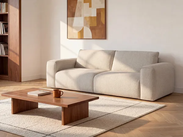 Vente-unique - POGLO Sofa Stoff Beige - B 100 cm x H 80 cm x L 216 cm
