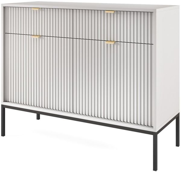 Compleo Kommode schmal, Breite 104 cm Modern Kommode mit 2 Schubladen NANCY, Glamour Flur