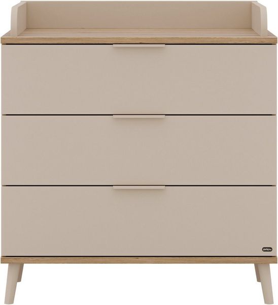 YUNY by PAIDI Wickelkommode HAZEL in Beige, 3 Schubladen mit Soft-Close, inkl. Wickelaufsatz, 95 cm Breite, Kommode mit abnehmbarem Aufsatz, geprüfte Sicherheit