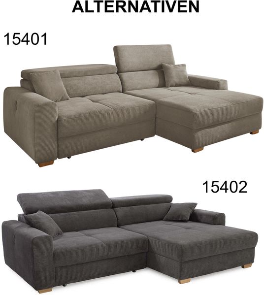 Ecksofa Auszug elektrisch USB-C Kopflehne verstellbar Couch Cord Dunkelgrau Bild 10