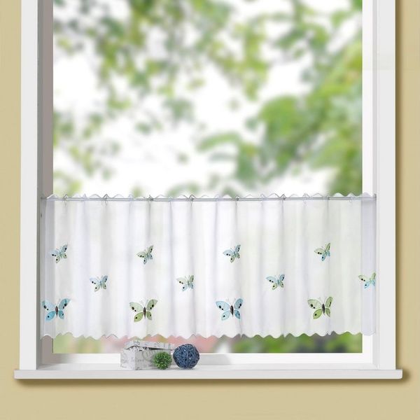 Weckbrodt Scheibengardine Mayleen (1 St), Stangendurchzug, transparent, Voile, Bistro, Voile, echte Stickerei, HxB 45x150cm, Gardine, Store