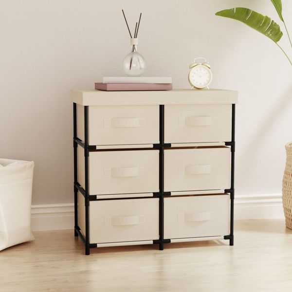 vidaXL Lagerschrank mit 6 Schubladen 55×29×55 cm Creme Stahl 337258