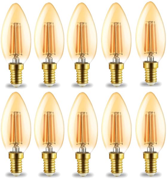 LED Leuchtmittel E14 Filament Kerze | bernstein | C35 4W | 360 Lumen warmweiß (2200 K)