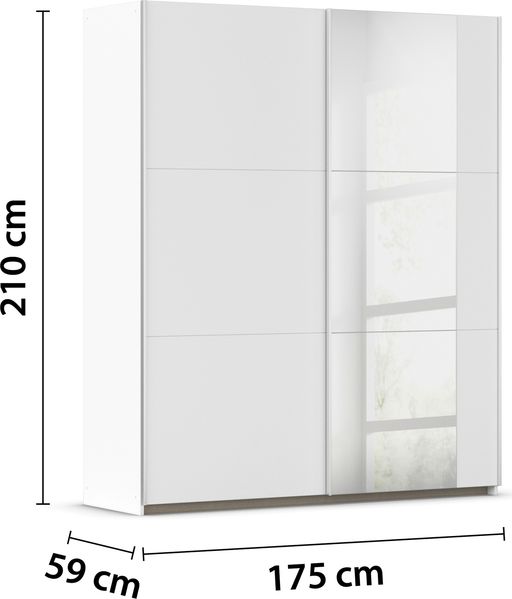 rauch Kleiderschrank; Schwebetürenschrank KRONACH, 2-türig, 1 Spiegeltüre,, Alpinweiß, 175 x 210 x 59xcm Bild 4