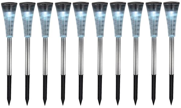 10er Set RGB LED Solarleuchten aus Edelstahl für Ihren Park