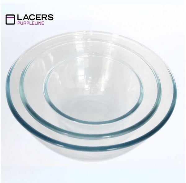 Lacers Salatschüssel Lacers PurpleLine 6-tlg. Glas-Salatschüssel-Set mit Deckeln, stapelbar, (6-tlg)