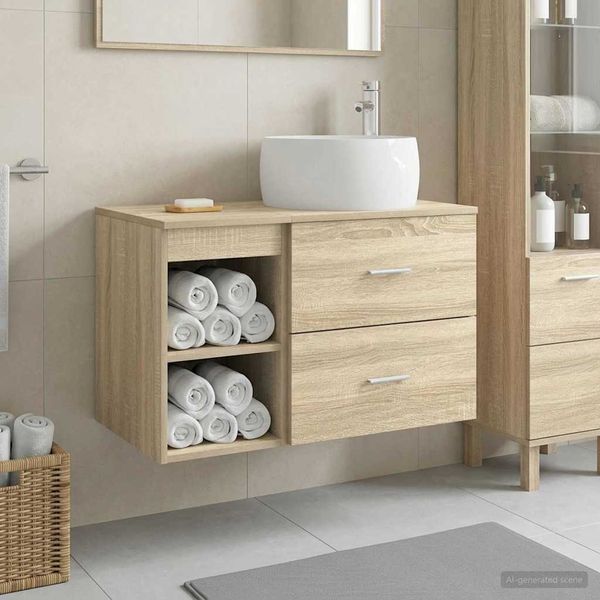 vidaXL Badezimmermöbel-Set 2 pcs Sonoma-Eiche Holzwerkstoff 3403922