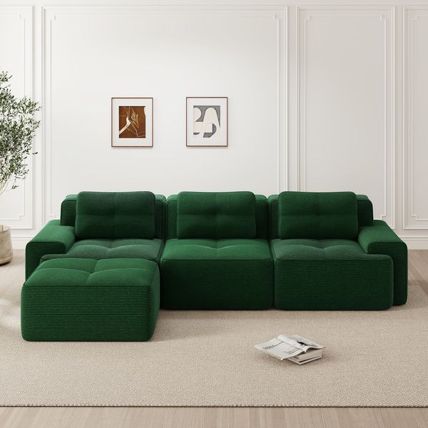 Modulsofa aus Cord mit boneless Design, grün