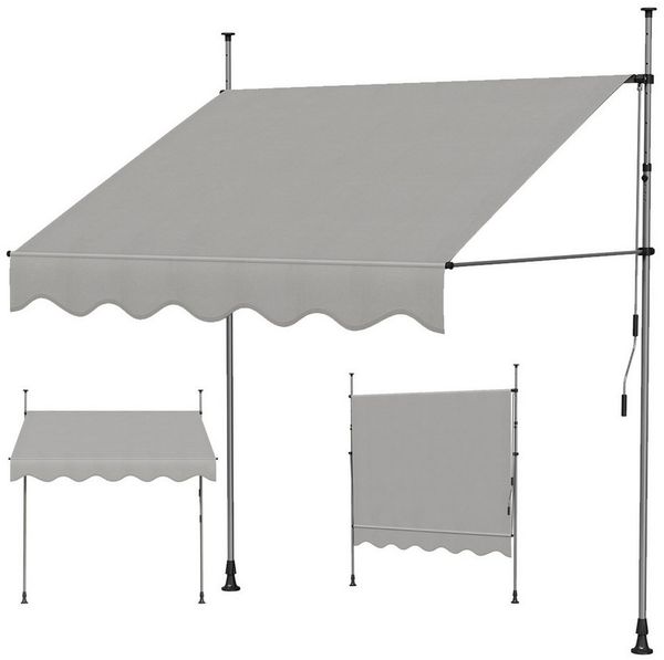 JEOBEST Klemmmarkise Balkonmarkise ohne Bohren, Markise mit Handkurbel 185cm (1-St. Gelenkarmmarkise,Höhenverstellbar,UV-beständig)für Garten,Balkon