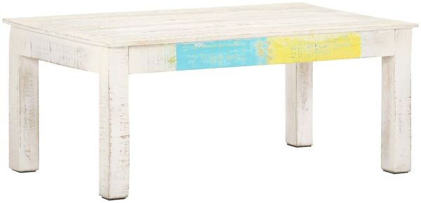 Couchtisch, Massivholz Mango Weiß, 110 x 60 x 45 cm