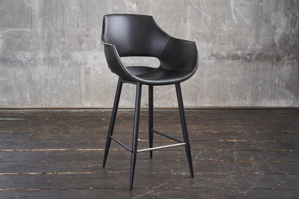 KAWOLA Barhocker ZAJA Barstuhl Sitzhöhe 76 cm Kunstleder schwarz 114 x 59 x 57 cm
