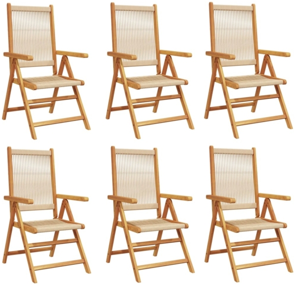 vidaXL Gartenstuhl Verstellbar 6 Stk. Beige Massivholz Akazie 3214536