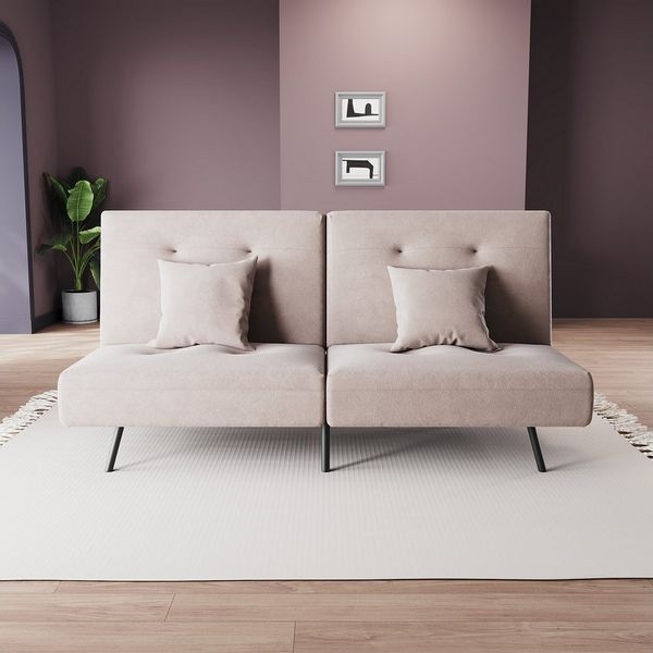 SONNI Schlafsofa Schlafsofa Klappbares Sofabett 180 cm mit verstellbarer Rückenlehne, 2 Kissen, Schlaffunktion, Baby-Samt, 180x89x78cm