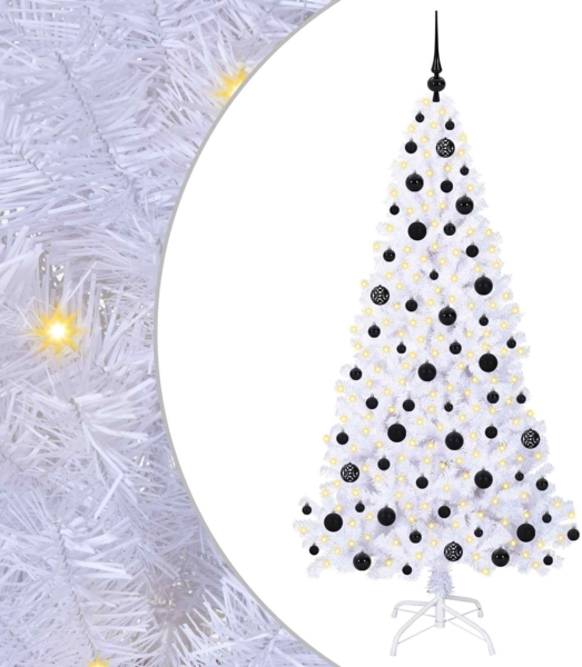 vidaXL Künstlicher Weihnachtsbaum Weiß 180 cm PVC und Stahl 3426768