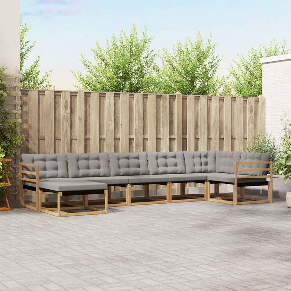 vidaXL Outdoor-Sofagarnitur 7 pcs Weiß und Hellgrau 3388889