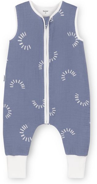 Ehrenkind® Baby Sommerschlafsack mit Füßen Musselin | aus weicher OEKO-TEX zertifizierter Bio-Baumwolle | Sommer Baby Schlafsack 1 TOG Gr. 90 Farbe Jeansblau Gemustert