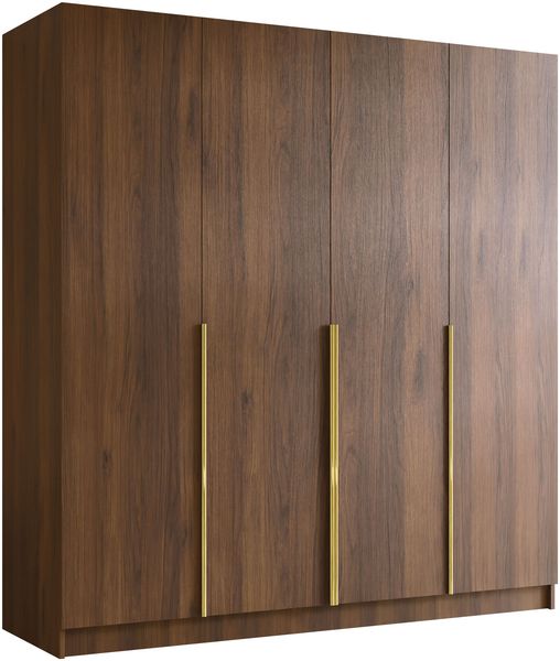 Drehtürenschrank Salkor I, Kleiderschrank mit 4 Türen (Farbe: Nuss Warmia / Nuss Warmia + Gold)