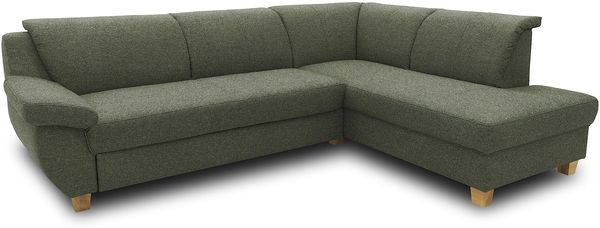 DOMO Collection Ecksofa Panama, klassisches Ecksofa in L-Form, Eckcouch, Sofa Couch, Ecke mit Schlaffunktion 254x186 cm in grün