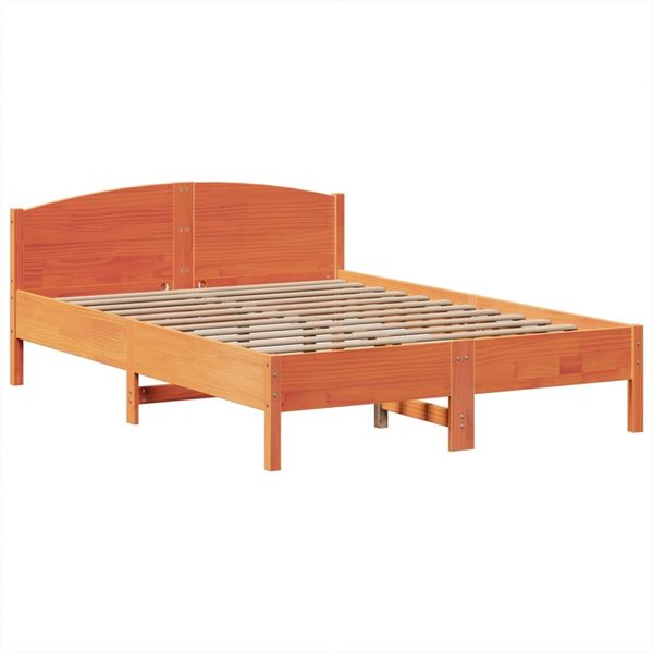 vidaXL Massivholzbett mit Regal ohne Matratze Wachsbraun 160x200 cm 3323139 Bild 8