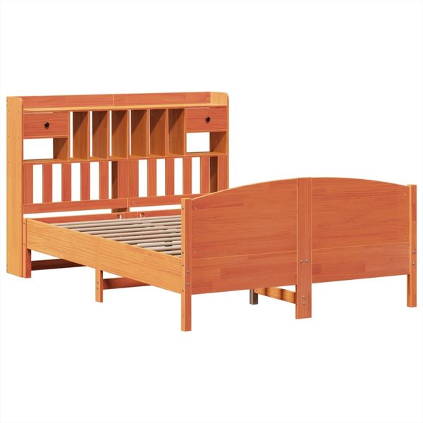 vidaXL Massivholzbett mit Regal ohne Matratze Wachsbraun 160x200 cm 3323139 Bild 3