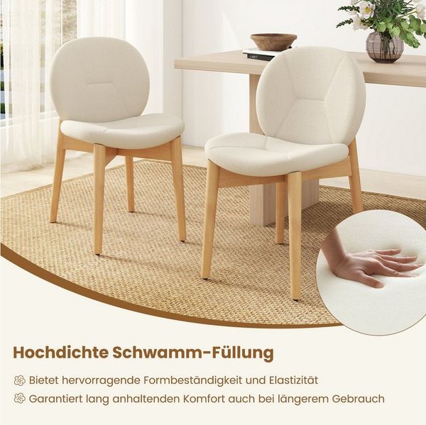 COSTWAY Esszimmerstuhl (2er Set), Küchenstühle mit Rückenlehne, gepolstert Holz, 150kg