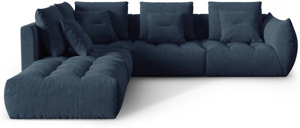 Micadoni Ecksofa Bloom 5-Sitzer Links Strukturierter Stoff Dunkelblau